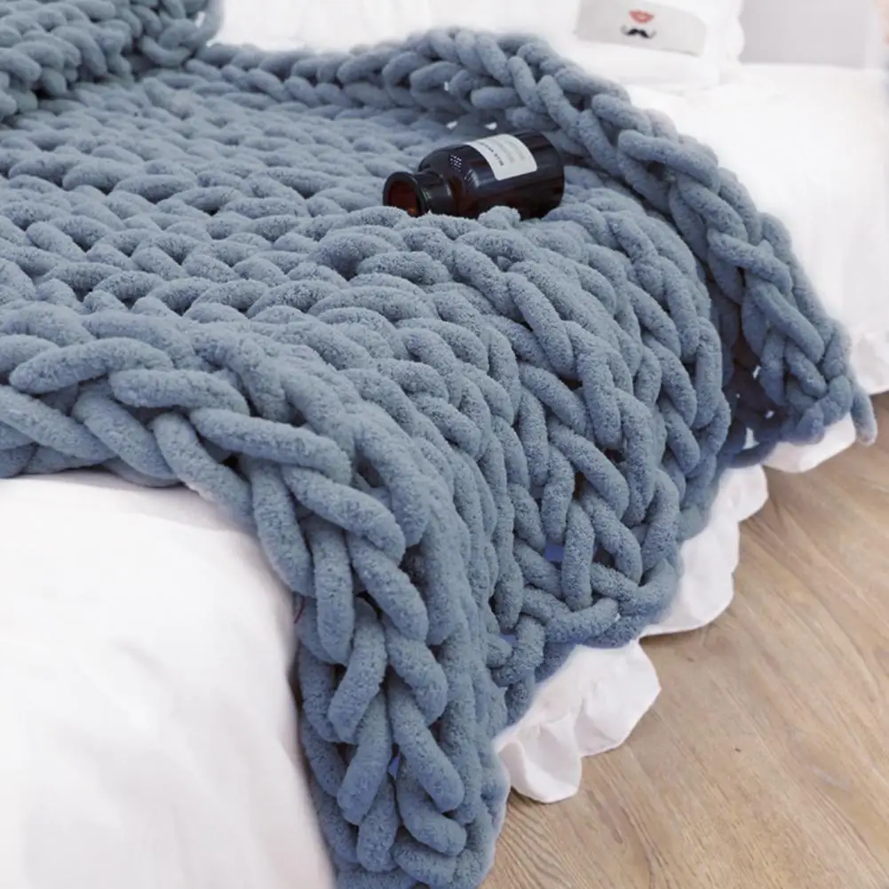 Wool Chunky Knitted Blanket, Super Chunky Yarn Blanket