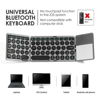 

ET Mini Folding Keyboard with Trackpad for PC Mac Laptop Tablet Android Phone Bluetooth Foldable Wireless Keypad with Touchpad