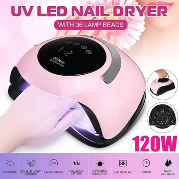 

120W High Power Nail Dryer Fast Cure Speed Gel Light Nail Lamp LED UV Lamps For All Kinds of Gel With Timer And Smart Sensor