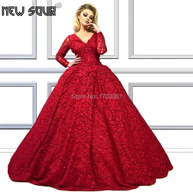 

Muslim Red Lace Formal Party Gowns Vestido Custom Made Runaway Aibye Evening Dresses Long Dubai Prom Dress Arabic Robe De Soiree