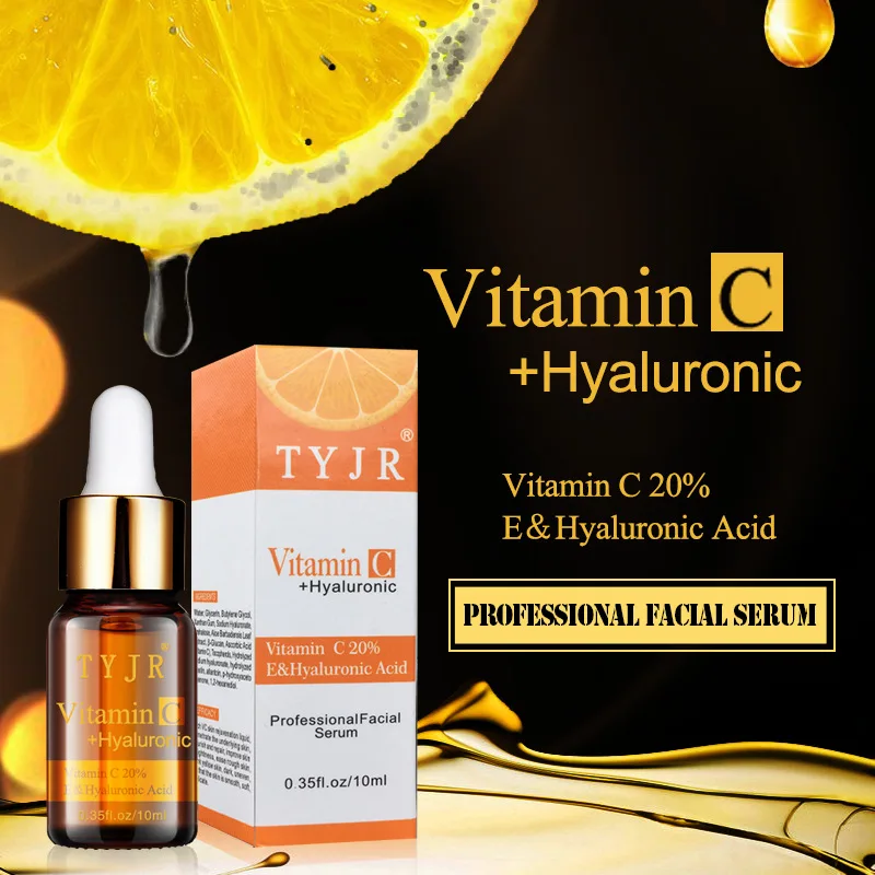 

100% Pure Vitamin C Serum Liquid Freckle Removal Acne Scars Hyaluronic Acid Anti-wrinkle Vc Face Serum Fade Dark Spot Essence