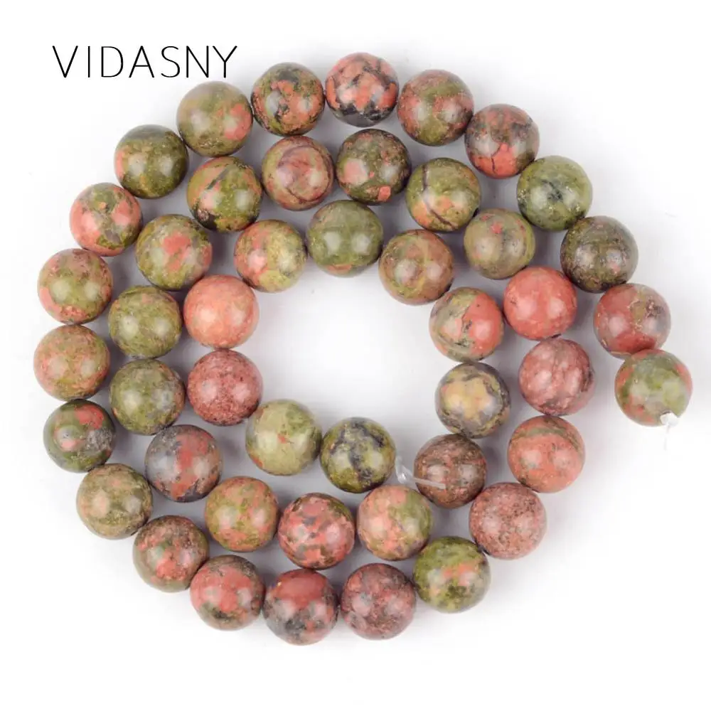 Natural Gem Unakite Stone Round Beads For Jewelry Making 4mm-12mm Loose Spacer Diy Bracelet Necklace 15'' Wholesale | Украшения и