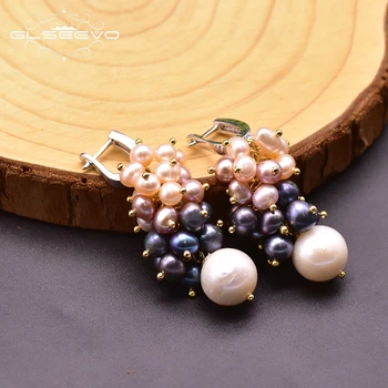 

GLSEEVO Natural Multi-colored Pearls Beaded Drop Earrings For Women Anniversary Gifts Women Accessories Fashion Jewelry GE0926B
