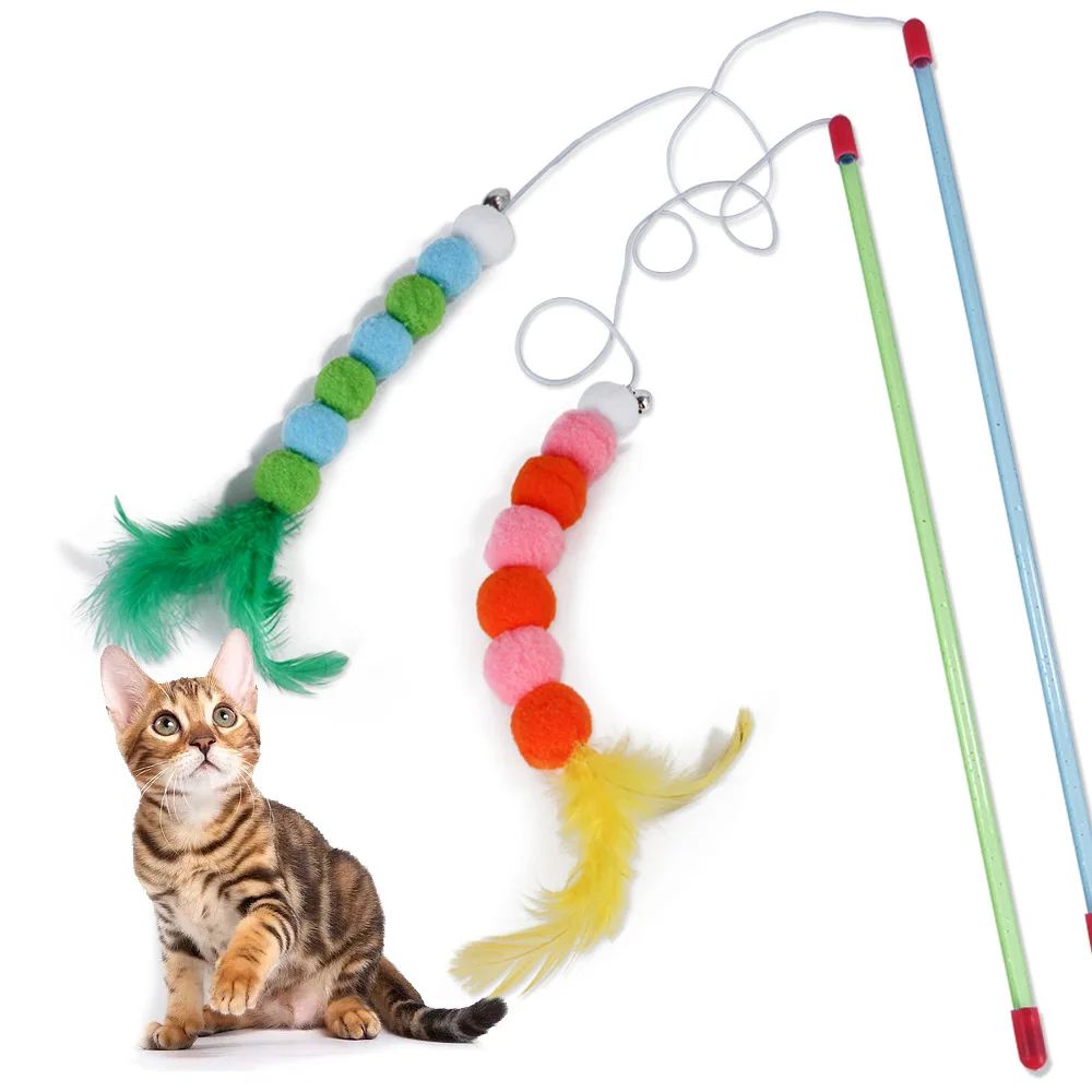 Funny Pet Cat Toys Stick Toys Animal Teaser Training Wand Stick Toy for