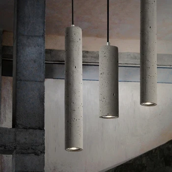 

Nordic modern cement pendant lights new design simple style long cylinder COB light source LED industrial hanging lights