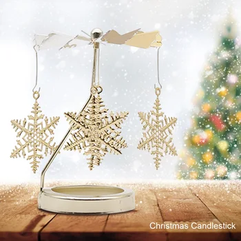 

Living Room Rotation Bedside Party Holiday Festival Bedroom Christmas Candlestick Metal Tea Light New Year Home Decor Ornaments