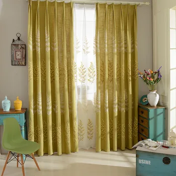 

Northern European-Style Modern Cotton and Linen Embroidered Shade Curtains for Living Room Bedroom Blackout Curtain Tulle