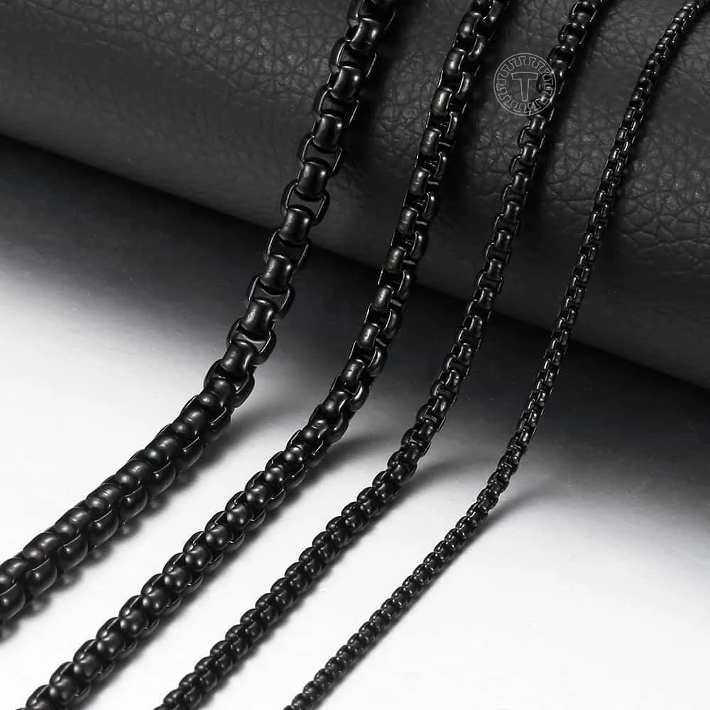 2-5mm Black Box Chain Necklace For Men Stainless Steel Necklace Mens Necklace Wholesale