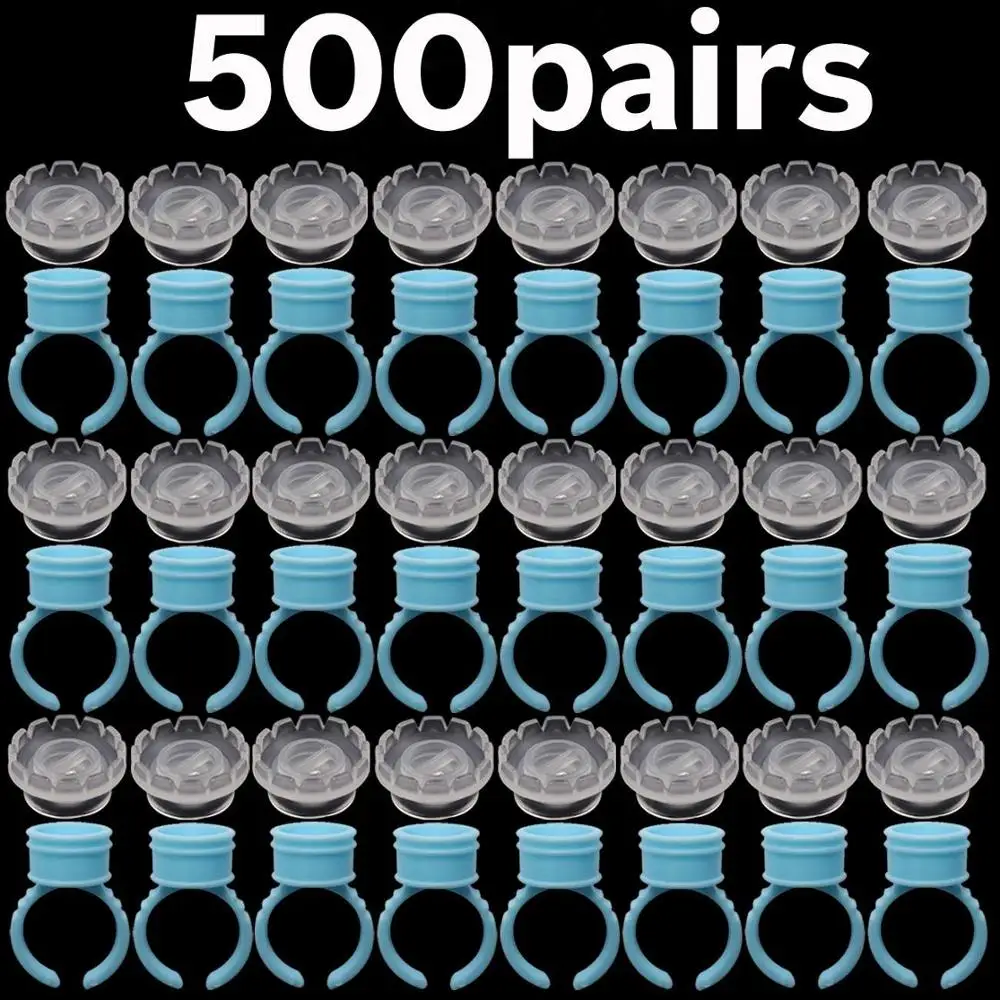 500Pairs 5/500 пар, набор инструментов для ресниц, пластиковый голубой глаз, клей для ресниц, держатель, кольцо, поддон+ цветочная чашка для наращивания ресниц, инструменты для макияжа - Цвет: 500Pairs