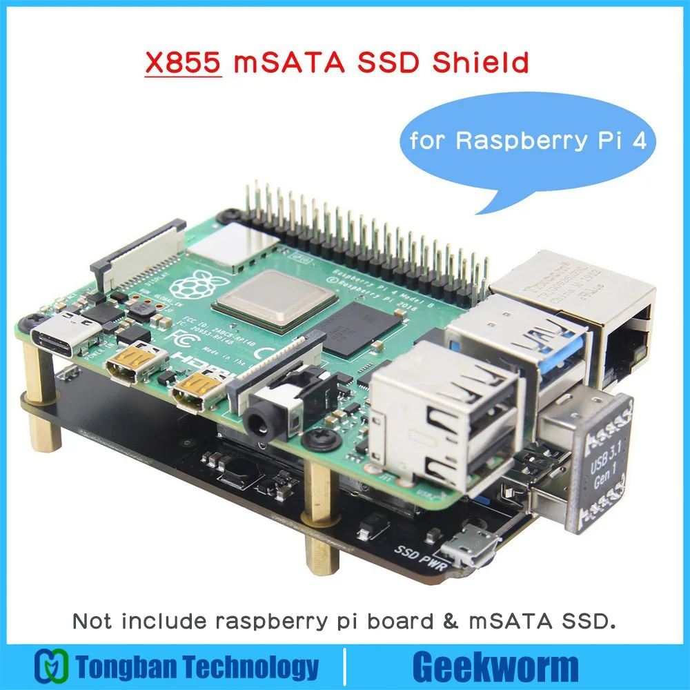 

Raspberry Pi 4 mSATA SSD Storage Expansion Board X856 V1.0 USB3.1 Shield for Raspberry Pi 4B