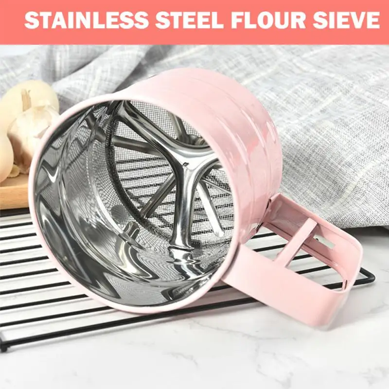 

Stainless Steel Flour Sifter Handheld Manual Flour Powder Icing Sugar Sifter Cup Kitchen Home Baking Pastry Tool