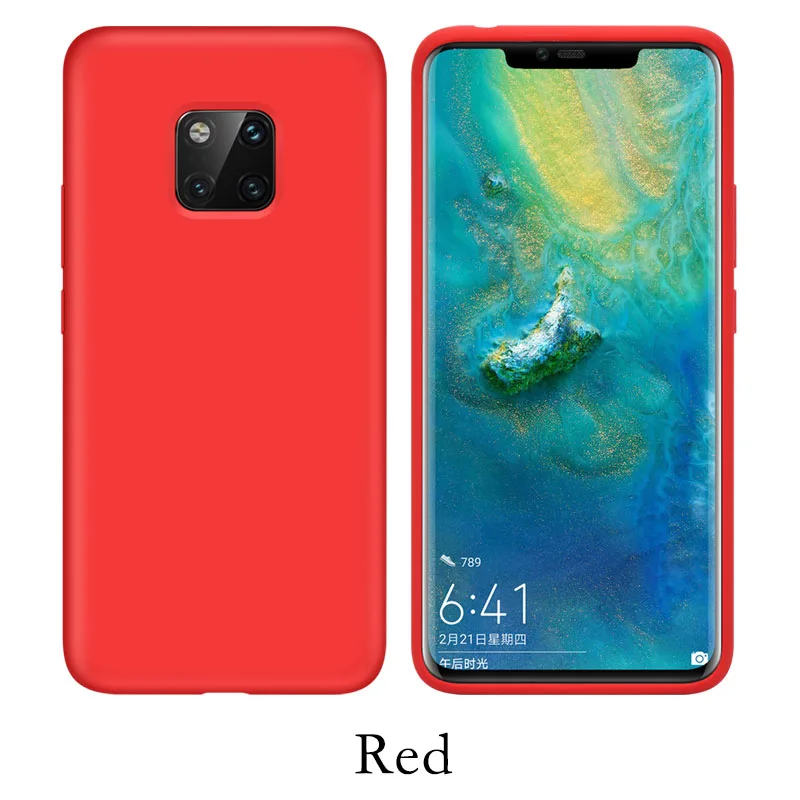 Роскошный жидкий силиконовый чехол на защитная для телефона хуавей huawei p20 p30 lite mate 20 30 lite pro p smart чехол s чехол противоударный защитный смартфон - Цвет: Красный