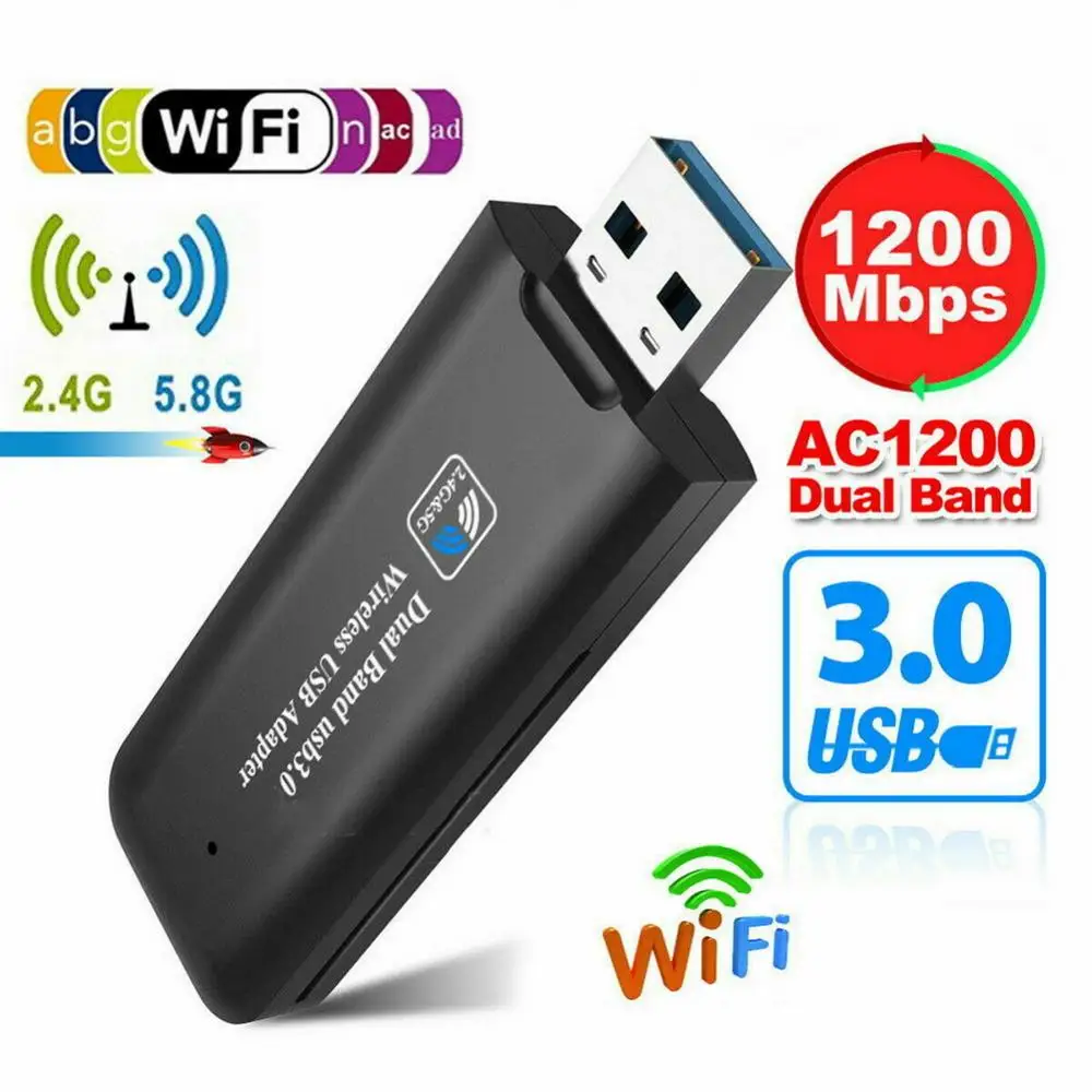 USB WiFi Adapter 1200Mbps Dual Band 2.4G 5.8G USB 3.0 WiFi 802.11 AC Wireless Network Adapter for Desktop Laptop