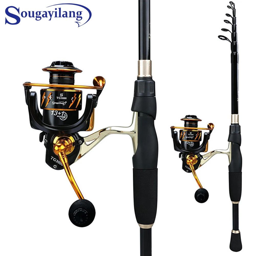 

Sougayilang 1.8-2.4m Telescopic Rod and 13+1BB Reel Set and 99% Carbon Fiber Fishing Rod Wheel Set Fishing Tacke Set Pesca