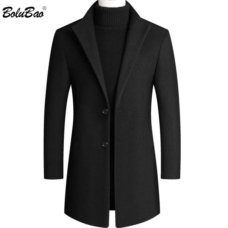 

BOLUBAO Men Wool Blends Coats Winter New Men's Solid Color Wool Jacket High Quality Luxurious Wool Coat Male Brand Clothing