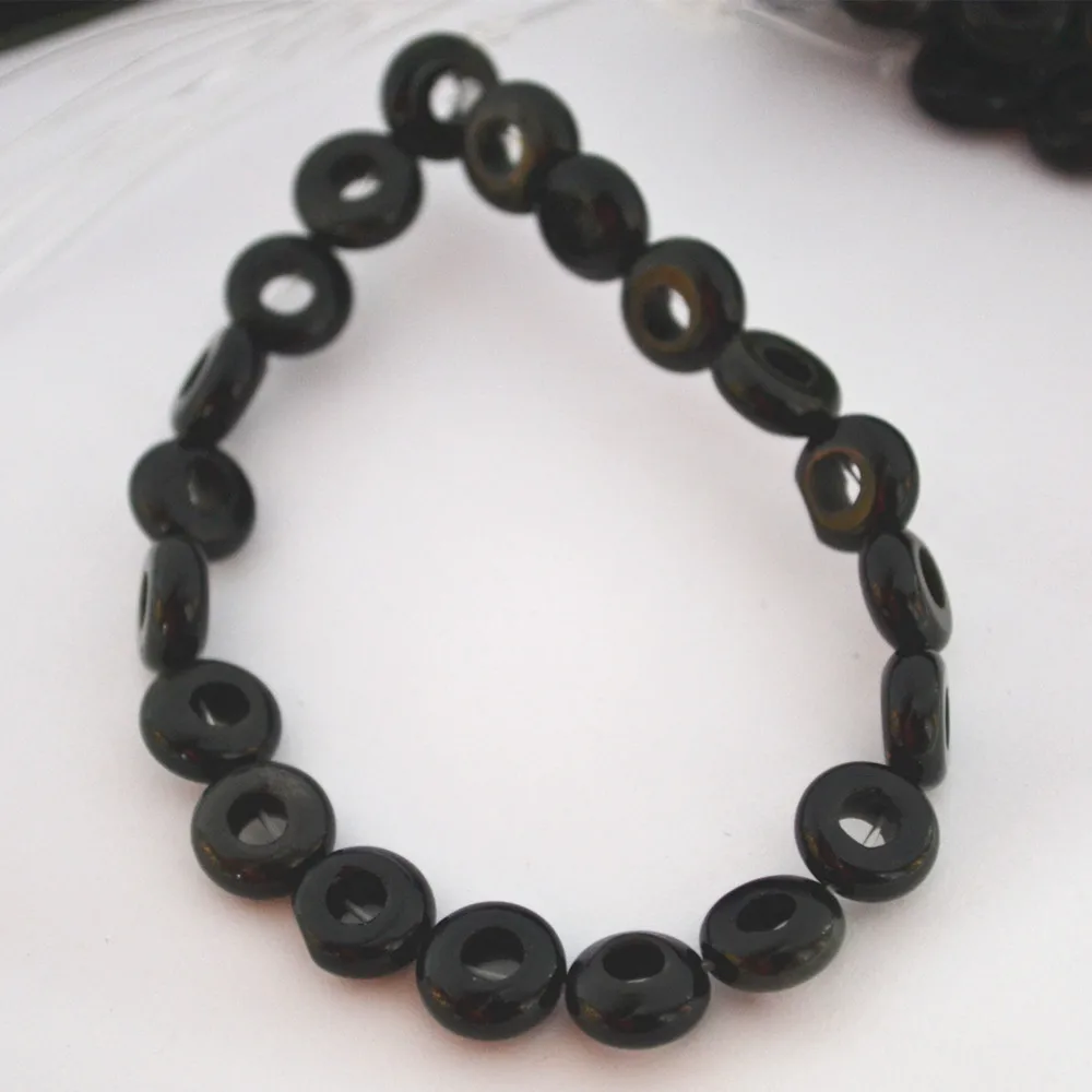 10*10*4mm Fashion Natural Stone Flat Beads Black Agates Carnelian Large Hole Top Quality DIY Jewelry Accessories Free Shipping