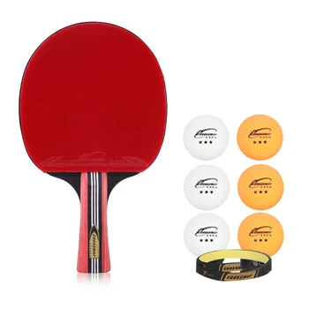 

One Piece Rubber Table Tennis Bat Racket Long Short Handle Ping Pong Paddle Paddle Racket Double Face Basswood 6 Stars