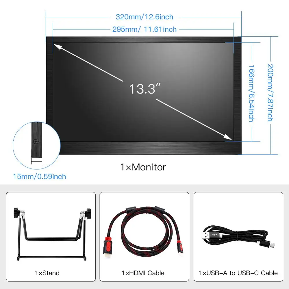 Eyoyo EM13F 13 3 &quotIPS портативный ПК монитор Мини HDMI ноутбук игровой экран FHD 1080P ЖК