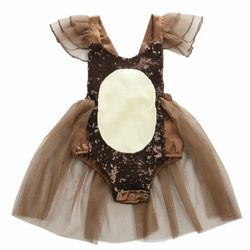 

Newborn Baby Girls Sequins Backless Romper Tutu Dress Party Costume 0-24M
