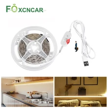 PIR датчик движения светодиодная подсветка под шкаф DC 5 В диммируемая Светодиодная лента для кухни прикроватный шкаф украшение ночной лампы лента 1 м 2 м 3 м