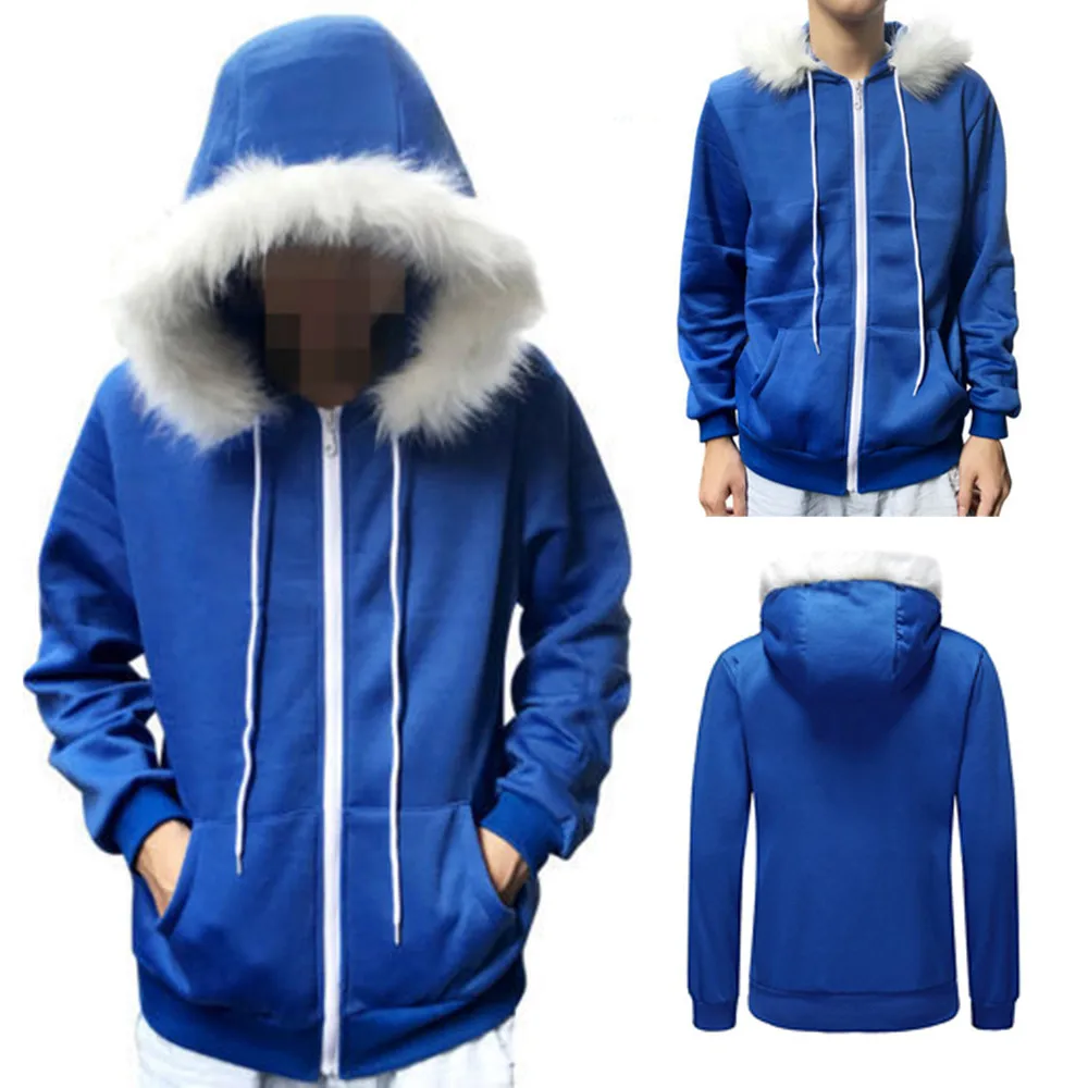 

Men Women Cosplay Coat Blue Fleece Hooded Sweatshirt Jacket Unisex Autumn Winter Costume Warm Sport Coat Hoodies Tracksuit 2019