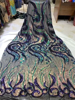 

Latest design sequin embroidery fabric African sequin lace French mesh lace Lace Nigerian style lace, dress / wedding / skirt