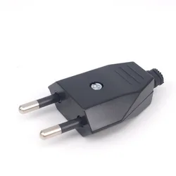 European 4mm Pin DIY Rewireable Power Plug - White Euro Male Detachable Plug (Black)
