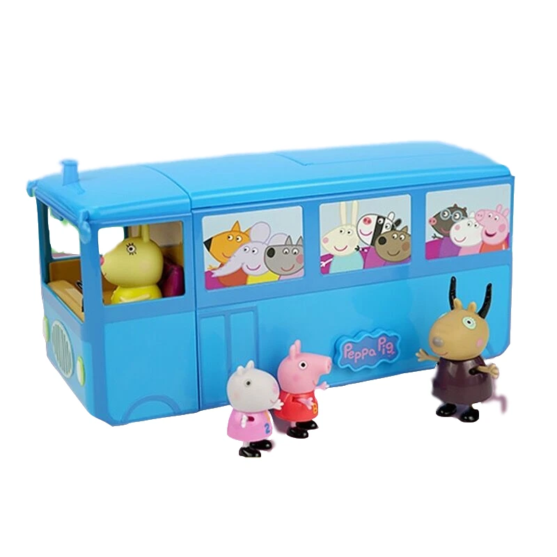 Подлинная Свинка Пеппа Делюкс школьный автобус может измениться = класс Peppa Suzy Antelope teacher аниме детский день рождения Рождественский подарок игрушка - Цвет: bus without box