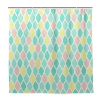 

Colored Diamond Shaped Pattern Shower Curtain 3D Printing Waterproof Coated Polyester Fabric Bathroom with 12 Hooks 71 inches