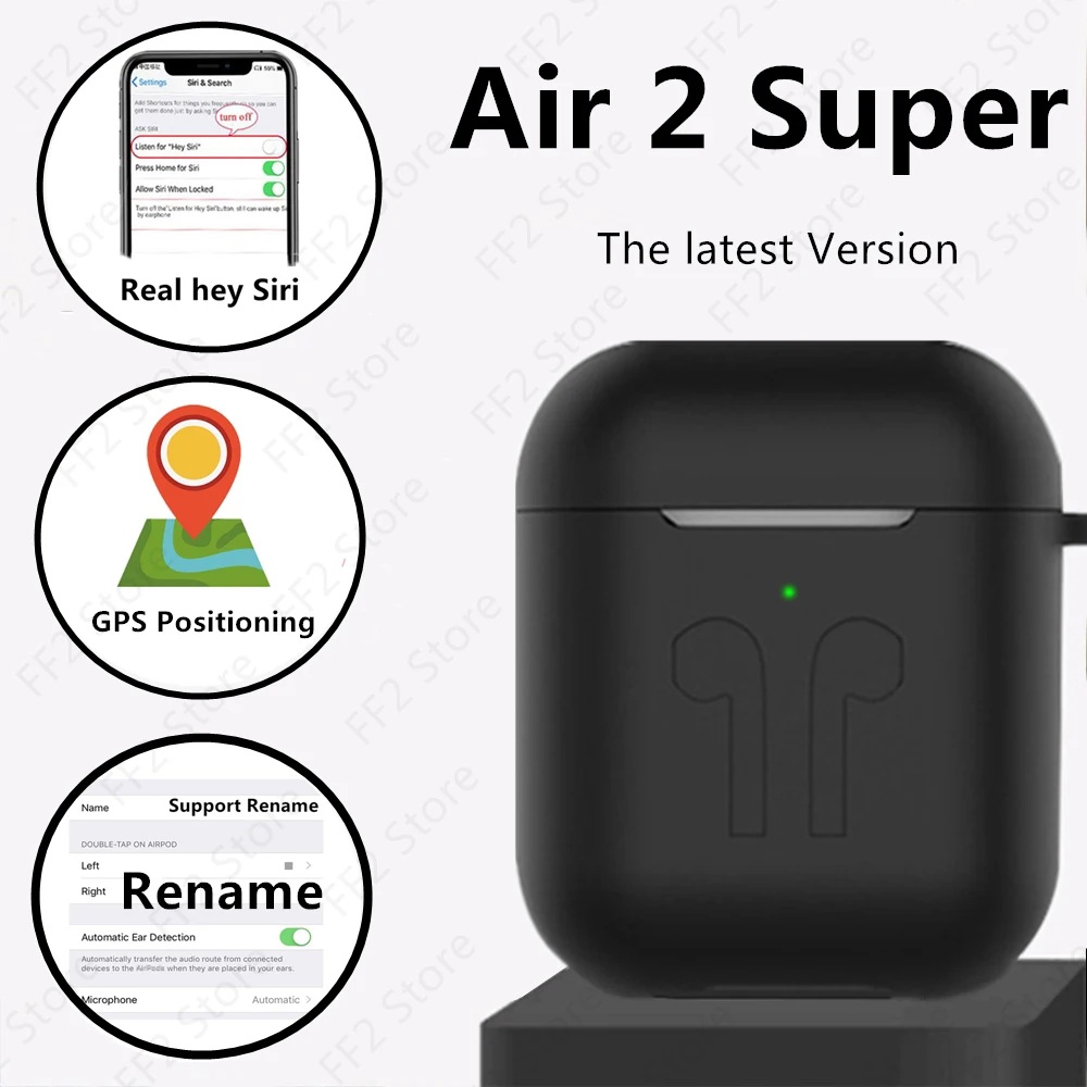 Air 2, супер настоящие Siri, gps, наушники, Bluetooth, наушники, bluetooth, наушники PK i80, i500, i2000, i9000, i50000, pro, i100000, tws