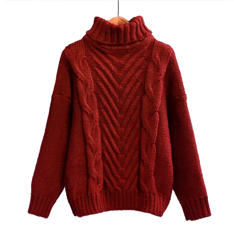

Women Turtleneck Sweaters Autumn Winter 2019 Pull Jumpers European Casual Pullover Twist Warm Sweaters Female
