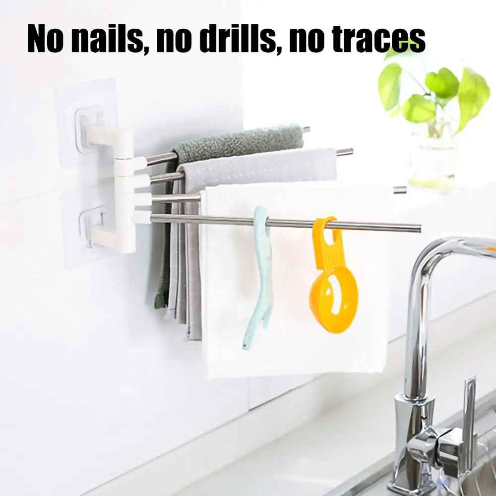 

Bathroom towel rack rotating rod towel rack hotel towel rack 4 bar movable pole wall mounted 30FP25