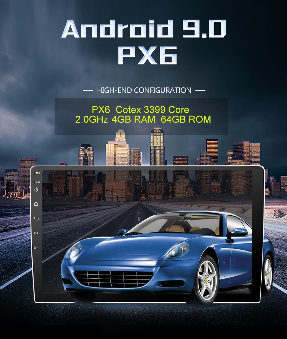 Flash Deal Eunavi 1 Din 9 inch RK3399 Universal Android 9.0 4G 64G Car Radio Stereo PC GPS Navigation WiFi 1024*600 Audio Bluetooth SWC USB 4