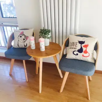 

Solid wood balcony tea coffee table and chair combination small coffee table three sets of leisure simple lazy chair