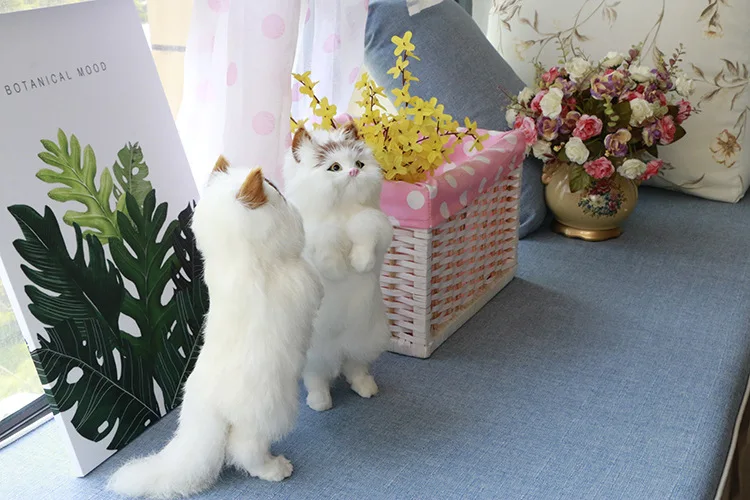 Моделирование кошка игрушка животных мини котенок МОДЕЛЬ мех ремесла украшения дома настольные украшения подарок 20x12 см DY80065