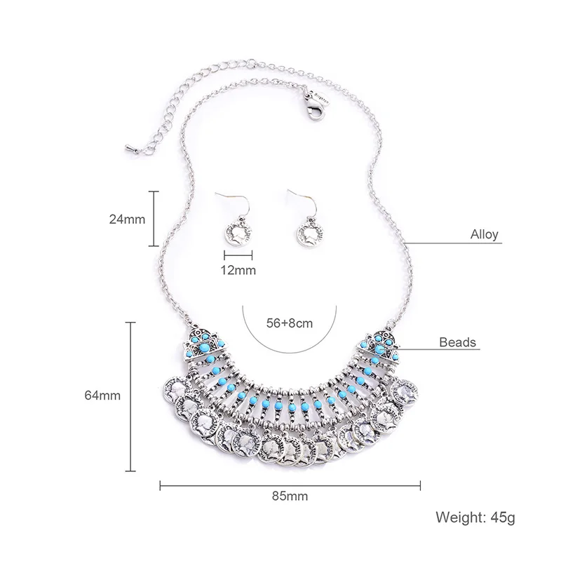 Shineland опт индийские украшения Набор Винтаж монета геометрическое ожерелье серьги богемный Металл кисточкой для женщин Bijoux подарок