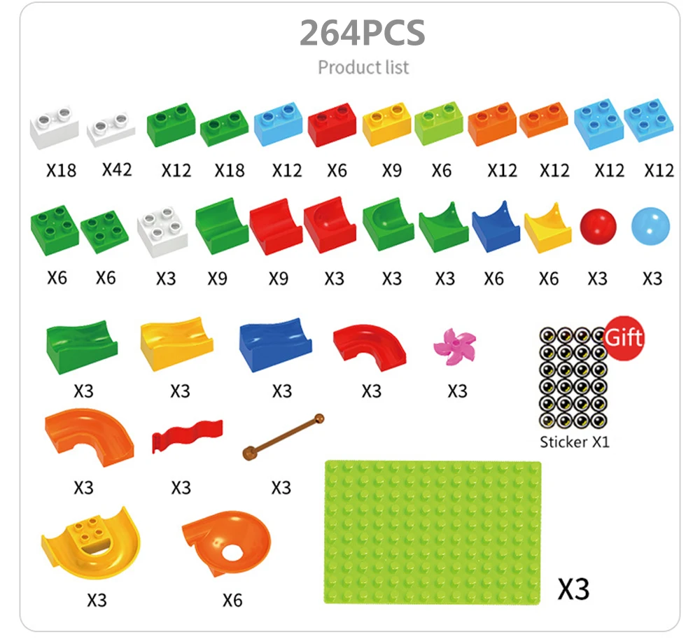 88-264 шт Строительные блоки, мраморные гоночные блоки с фирменными блоками, DIY блоки-слайды, развивающие кирпичи, игрушки для детей