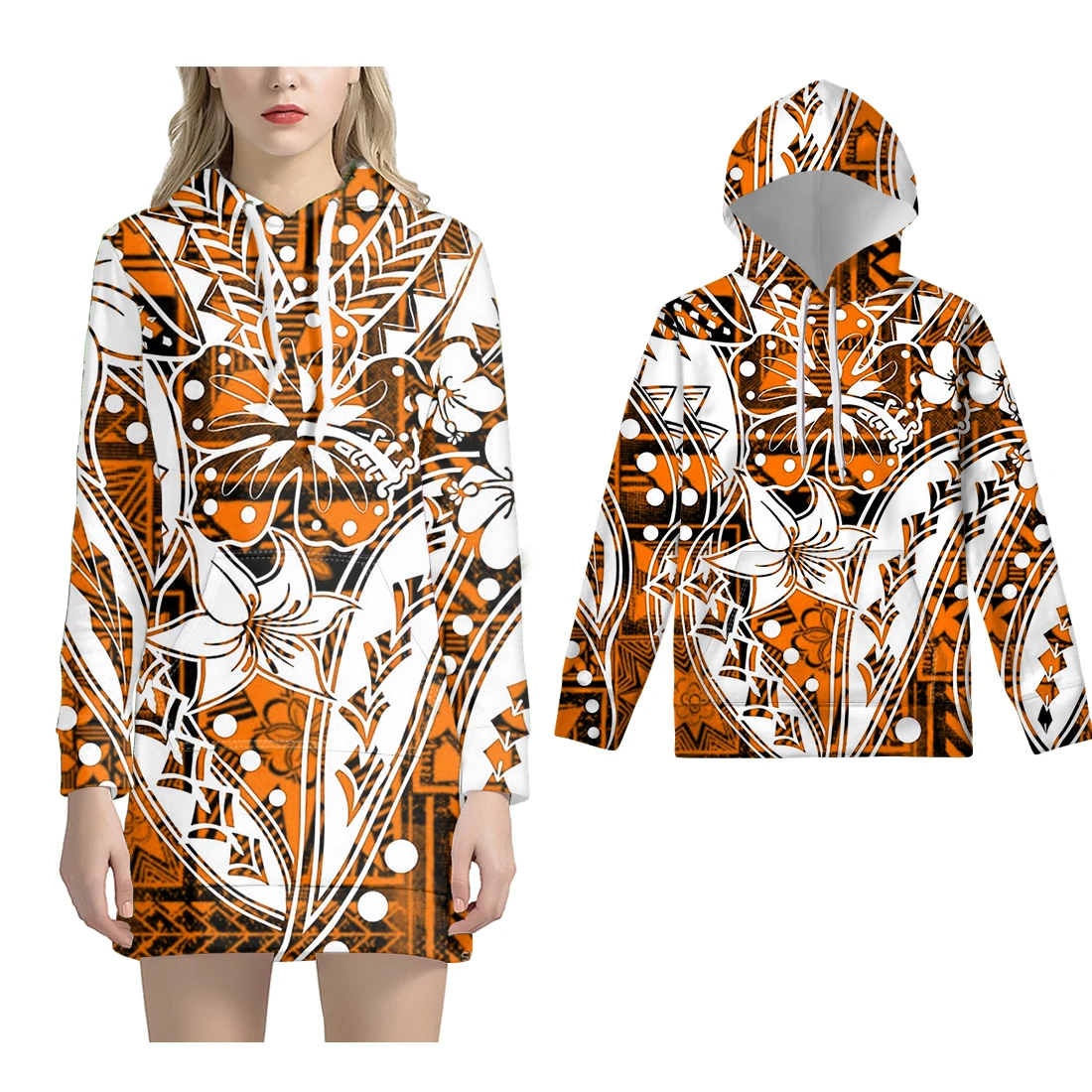 

NOISYDESIGNS Kids Hoodies for Girls with Pockets Sweatshirt Vintage Women Pullover Hooed Dress Polynesian Tribal Samoan Floral