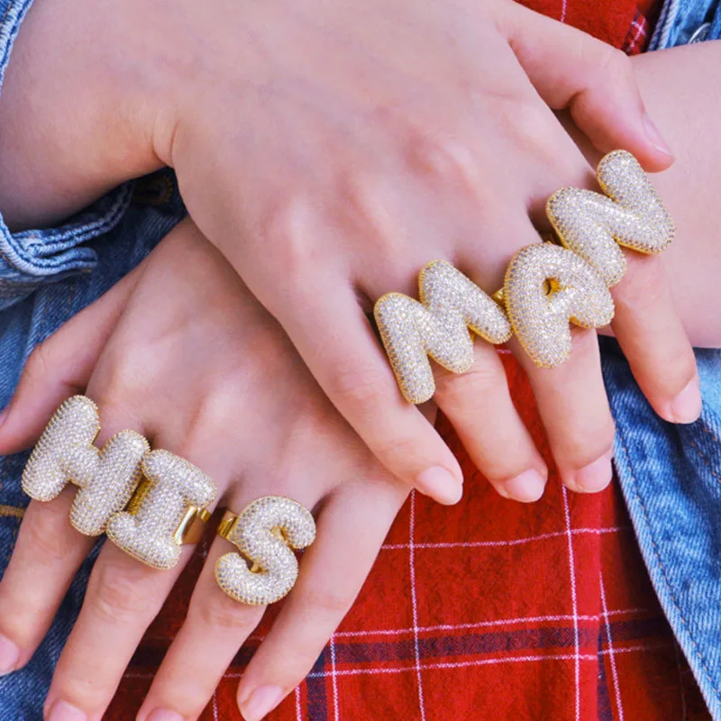 

Zlxgirl jewelry 26 letters free combination high-end men's copper ring love you ring gift high quality zircon wedding ring