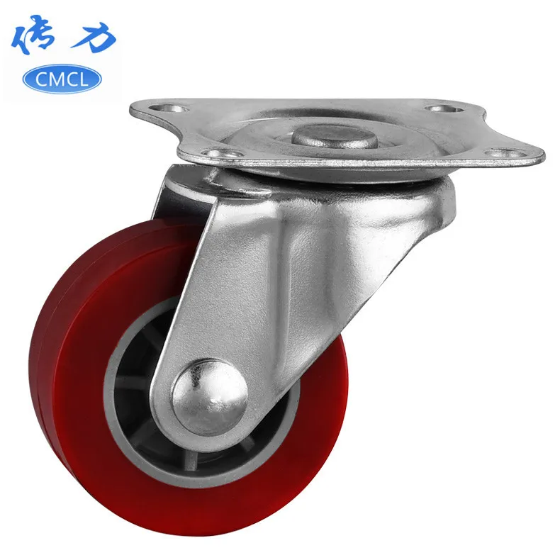 

20 Pcs Casters Quality 1.5 "pu Flat Top Universal Wheel Height 50 Polyurethane Quiet Wear-resistant Red Furniture