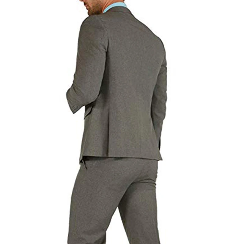 Grey Men Suits Double Breasted 2 Pieces(Jacket+Pants) Peaked Collar Slim Fit Suits for Wedding Dinner Party Tuxedos