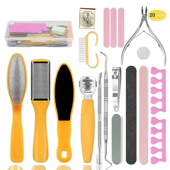 

20 pcs Foot Scrubber Professional Pedicure Tools Kit Rasp Foot File Callu Remover Set Feet Exfoliating Scrubber Cleaner