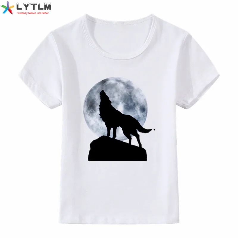 LYTLM/белая футболка с изображением волка для девочек футболки для маленьких мальчиков, топы для девочек-подростков, Размер 14, Moletom Feminino Inverno, летняя одежда для маленьких мальчиков