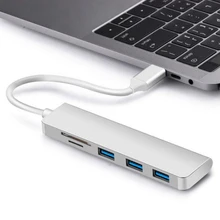 10 шт./лот 5 в 1 USB-C type-C для TF/SD карт памяти OTG адаптер 3 порта USB 3,0 концентратор для MacBook мобильного телефона