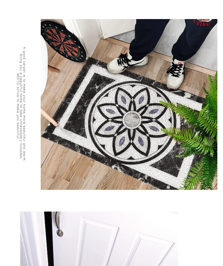 ПВХ шелковая петля пылезащитный коврик для ног Мандала Цветочный Принт дверной коврик скребок для обуви для входной двери Ванна Вход снаружи нескользящий коврик