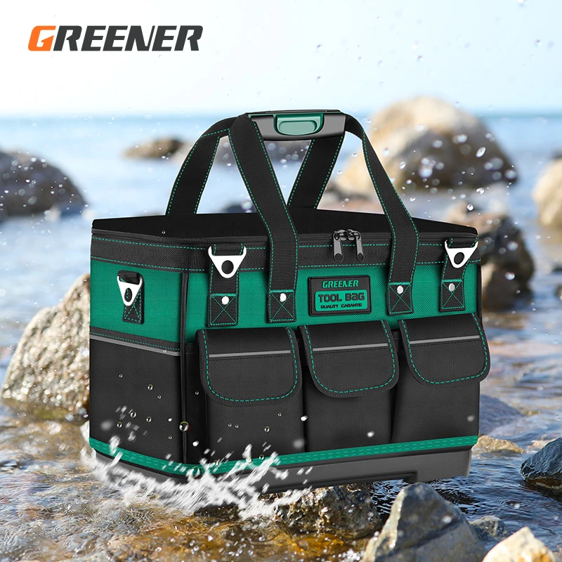 Greener Multi-Function Tool Bag 1680D Oxford Cloth Electrician Bag, Multi-Pocket Waterproof Anti-Fall Storage Bag tool bags for sale