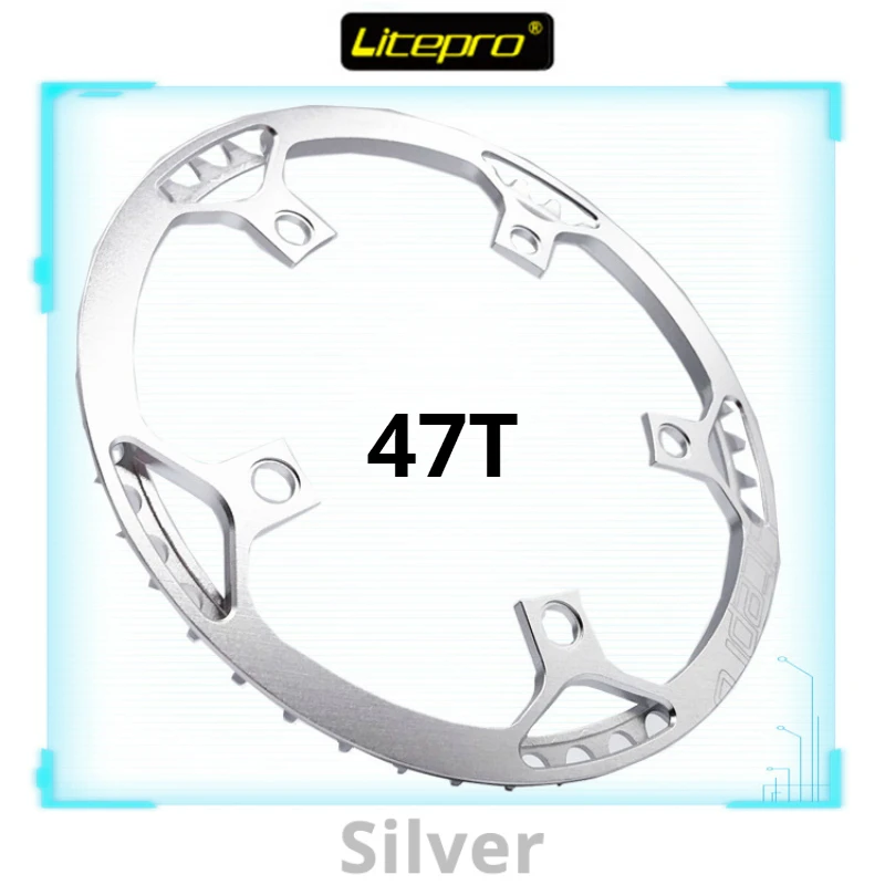 Litepro Сверхлегкий 130 BCD 45T 47T 53T 56T 58T A7075 сплав BMX цепное кольцо складной велосипед BMX цепное колесо велосипед шатун зуб дорога - Цвет: 47T Silver