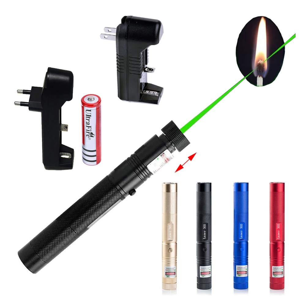 

Powerful Light Match Green Laser 303 That Burn Alloy Lazer Pointer Pen 532nm Portable Laser Sight With Battery