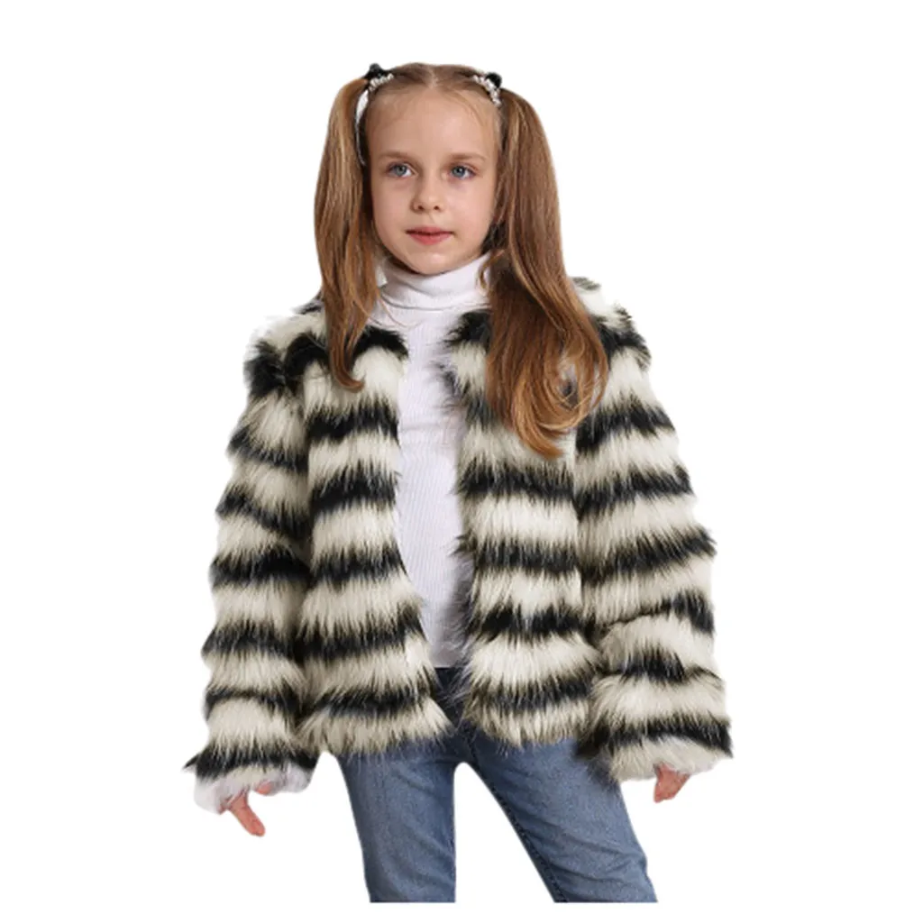 От 2 до 10 лет, детские куртки одежда для малышей зимняя ветрозащитная двухфактурная кофта из искусственного меха для девочек теплая верхняя одежда