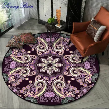 

SunnyRain 1-piece Fleece Printed Mandala Area Rug for Bedroom Round Are Rug for Living Room Arear Rug for Kid